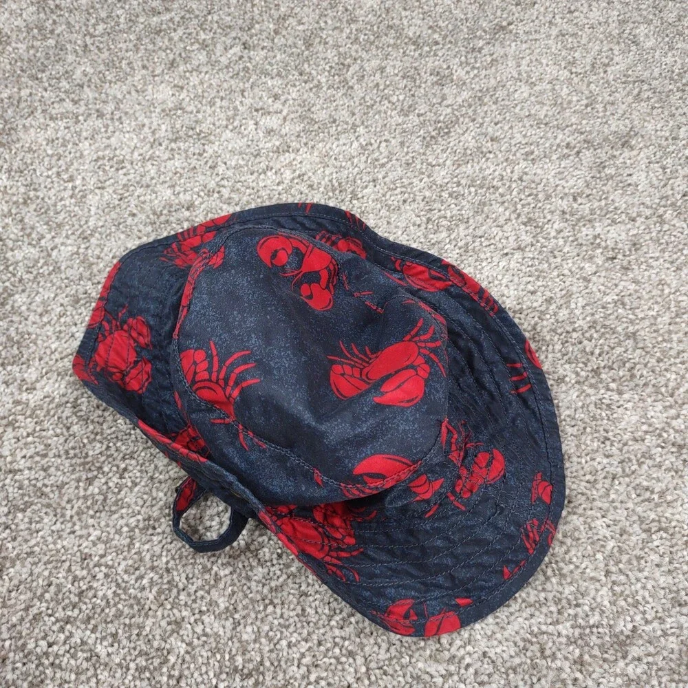 Gymboree Hat 12-24 Month Lobster Reversible Sun Bucket Adjustable Chin Strap